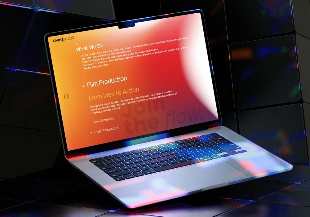 Website development on laptop