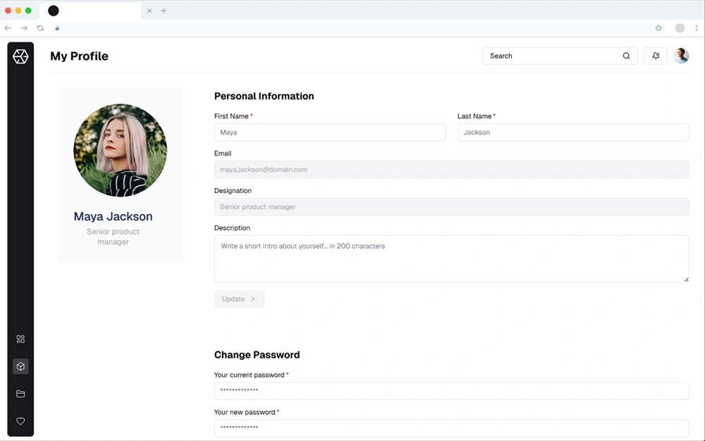 User profile interface design