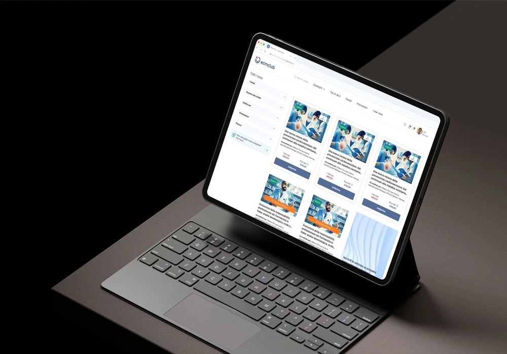 E-commerce website development tablet