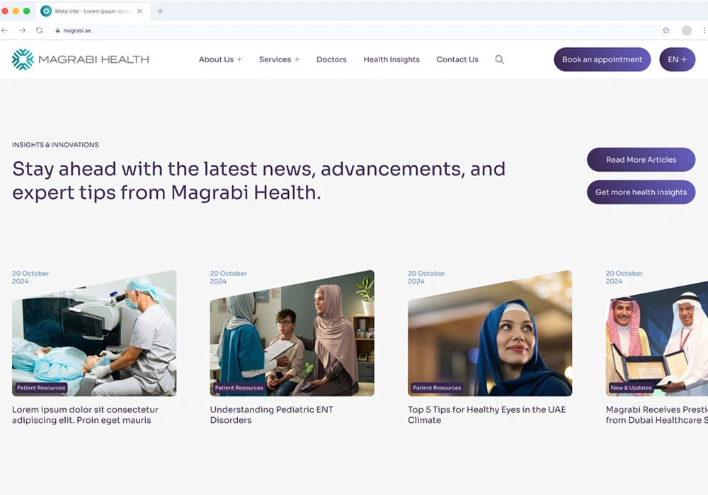Healthcare website user interface design