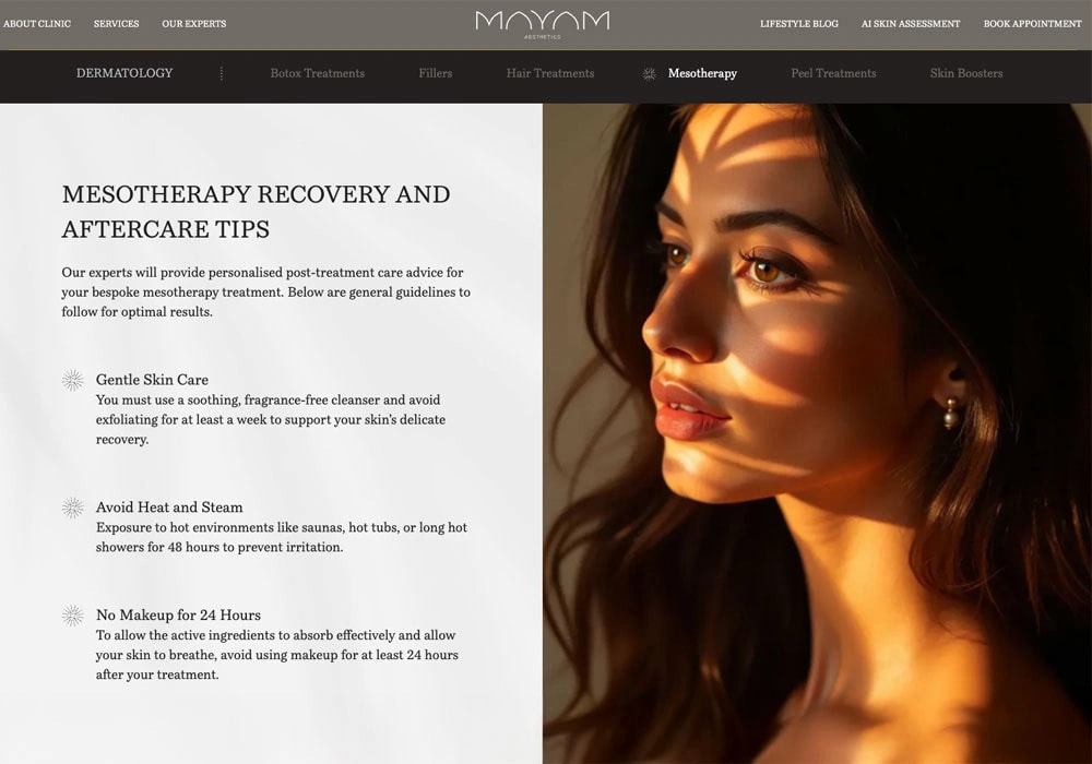 UI/UX Design Mesotherapy Website