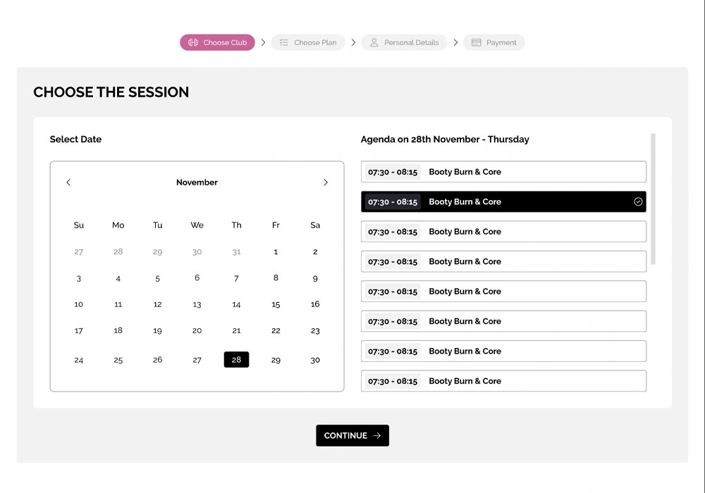 Interactive web app session scheduler