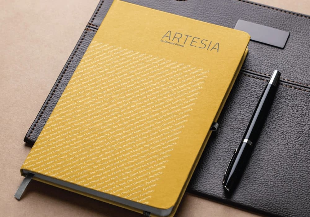 Brand strategy notebook and pen Brand strategy and identity planning