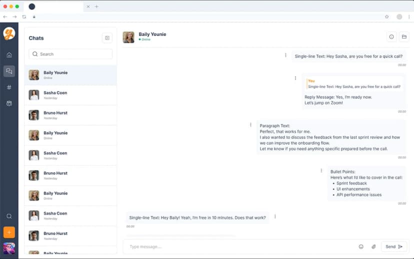 Web app design chat interface Web app development interface screenshot