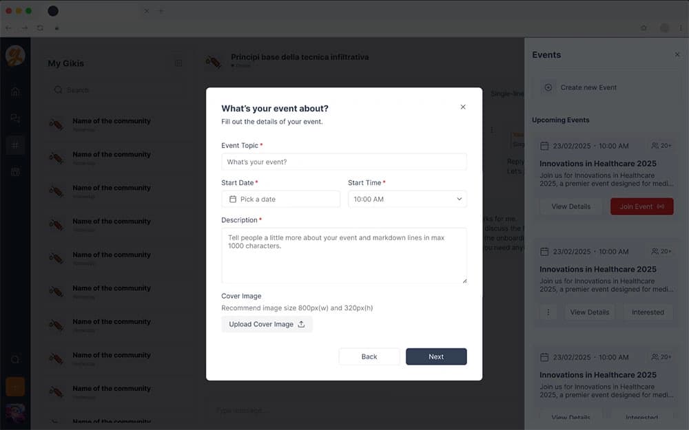 Event form UI design Event creation form interface